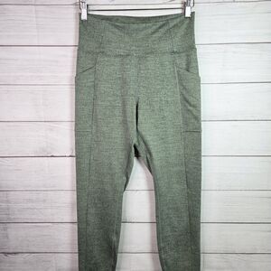 REI Co-Op Leggings Womens Large Green Side Pockets Yoga Gym Hike Athleisure